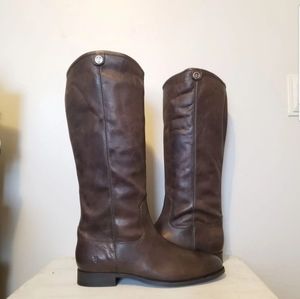 Frye 11 melissa button tall slate leather boots